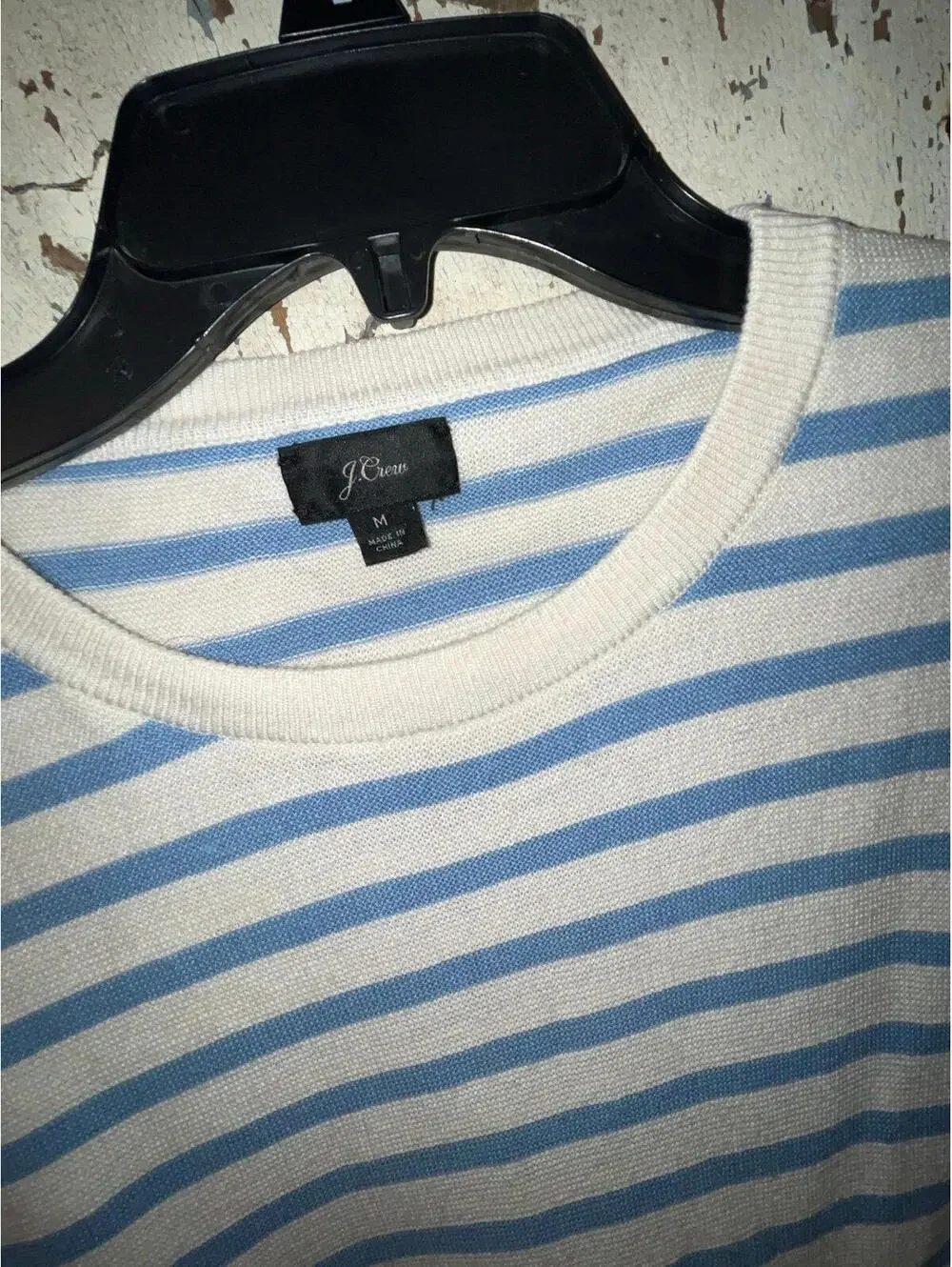 J. Crew mens sweater, size Large, blue and white stripes